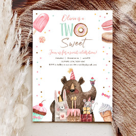 Invitación Dos dulces Fiestas animales no son Chicas segundo 