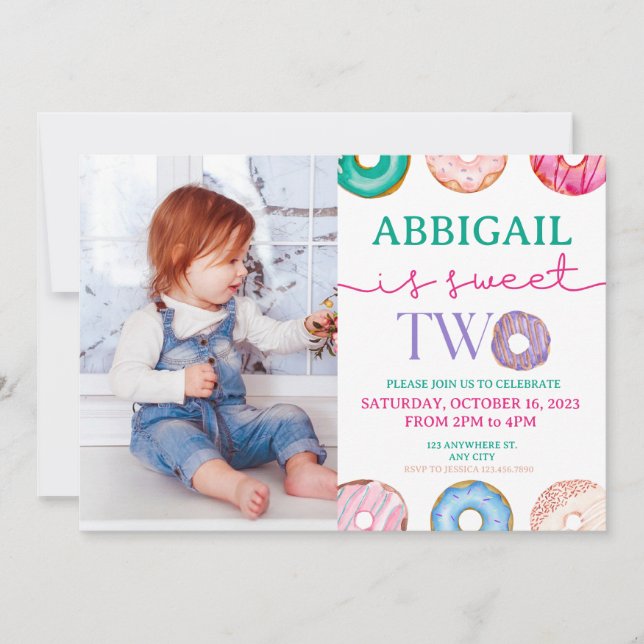 Invitación Dos dulces fiestas de cumpleaños sobre el tema Don (Anverso)