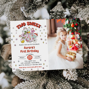 Invitación Dos dulces fotos de fiesta de cumpleaños de Cute G