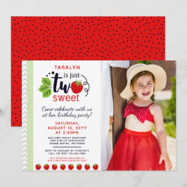 Invitación DOS Dulces Fresas Segundo Segundo Cumpleaños Fiest