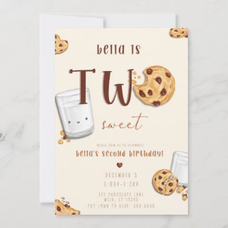 Invitación Dos dulces galletas con chispas de chocolate y una