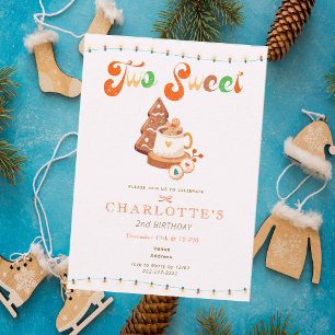 Invitación Dos dulces galletas de Navidad, cacao niña cumplea