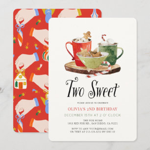 Invitación Dos dulces galletas de Navidad Taza de cacao 2do c