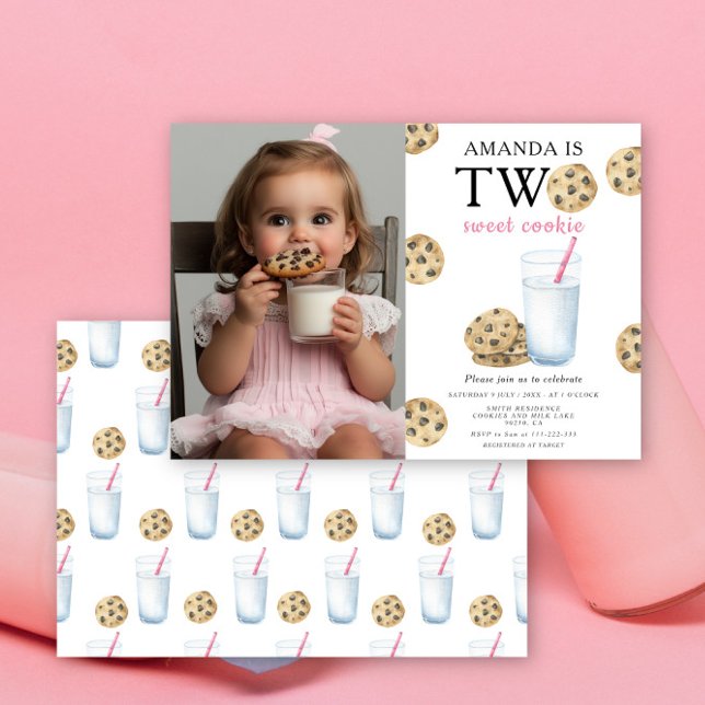 Invitación Dos dulces galletas y leche niña cumpleaños  (Subido por el creador)