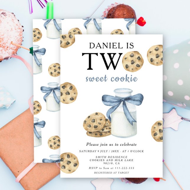 Invitación Dos dulces galletas y leche para el primer cumplea (Subido por el creador)