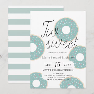 Invitación Dos dulces Green Donut Boy 2º cumpleaños
