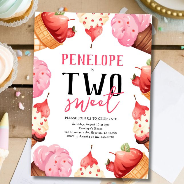 Invitación Dos dulces helados Fiesta de segundo cumpleaños (Subido por el creador)