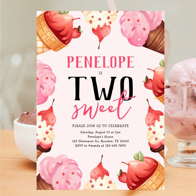 Invitación Dos dulces helados Fiesta de segundo cumpleaños (Subido por el creador)
