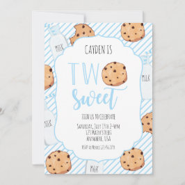 Invitación Dos dulces leche y galletas niño azul cumpleaños 2