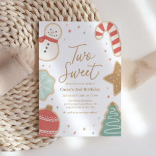 Invitación Dos dulces Navidades Cookie Segundo Cumpleaños