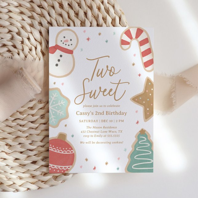 Invitación Dos dulces Navidades Cookie Segundo Cumpleaños (Subido por el creador)
