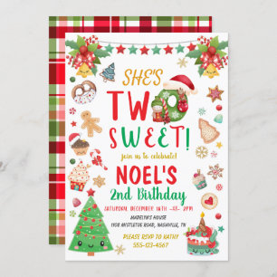 Invitación Dos dulces Navidades segundo cumpleaños