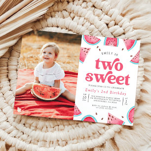 Invitación Dos dulces niñas de sandía Foto Fiesta de cumpleañ