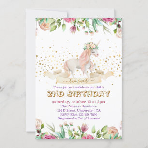 Invitación Dos dulces niñas de unicornio mágicas