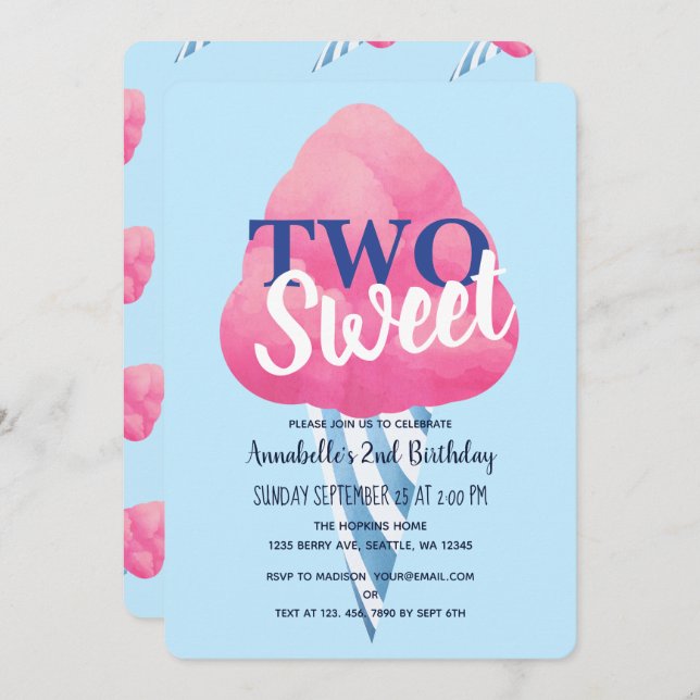 Invitación Dos dulces niños de algodón con caramelo segundo c (Anverso / Reverso)