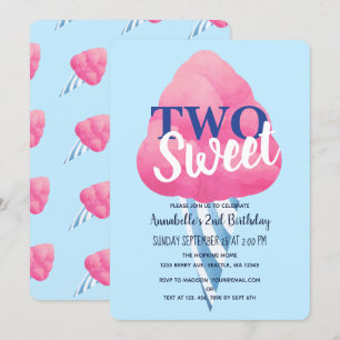 Invitación Dos dulces niños de algodón con caramelo segundo c