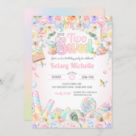 Invitación Dos dulces Pastel Candy Shope segundo niño de cump