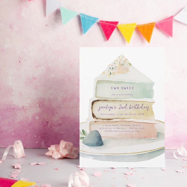 Invitación Dos Dulces | Pastel de Cumpleaños Infantil de Capa (Subido por el creador)