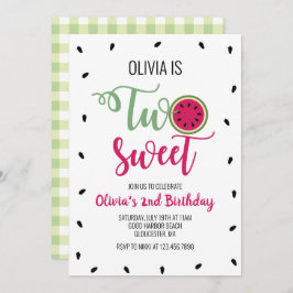 Invitación Dos dulces sandías segundo cumpleaños