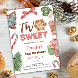 Invitación ¡Dos dulces! Segundo cumpleaños de los Navidades d