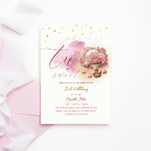 Invitación Dos dulces y encantadores Chicas de globos 2º cump
