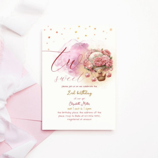 Invitación Dos dulces y encantadores Chicas de globos 2º cump (Subido por el creador)