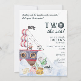 Invitación Dos El Barco Pirata Marítimo Sirena Segundo Fiesta