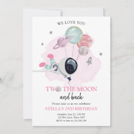 Invitación Dos El Chica Espacial Astronauta De La Luna Segund