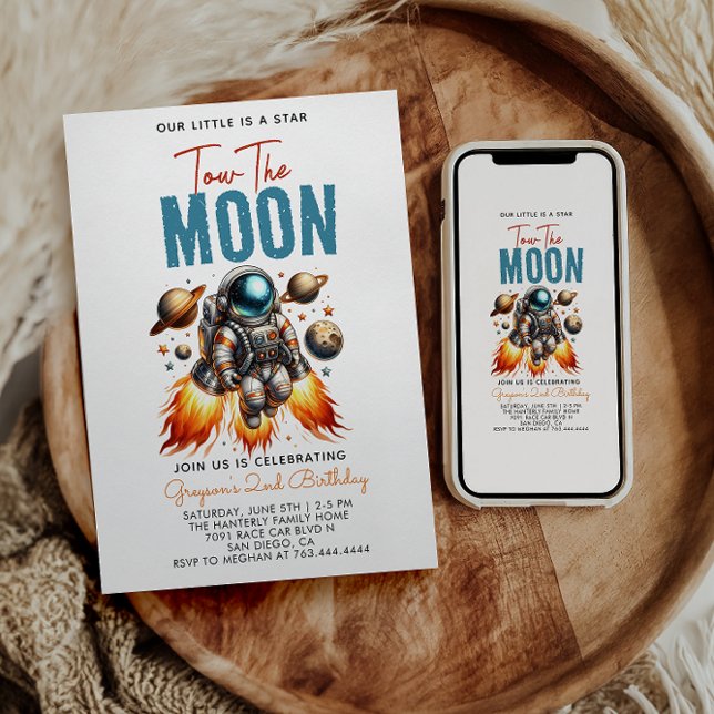 Invitación Dos el espacio de cumpleaños número 2 de la luna (Subido por el creador)