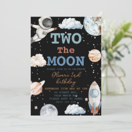 Invitación Dos el espacio negro de Moon Boy segundo cumpleaño