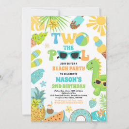 Invitación Dos El Fiesta De La Piscina En Verano Del Segundo 