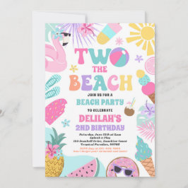 Invitación Dos El Fiesta De Playa De Verano Segundo Cumpleaño