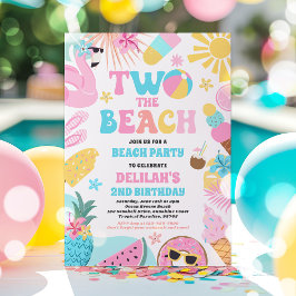 Invitación Dos El Fiesta De Playa De Verano Segundo Cumpleaño