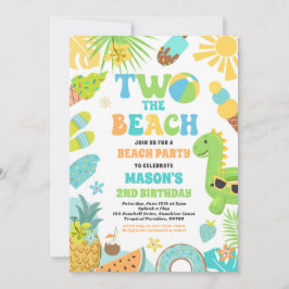 Invitación Dos El Fiesta De Playa De Verano Segundo Cumpleaño