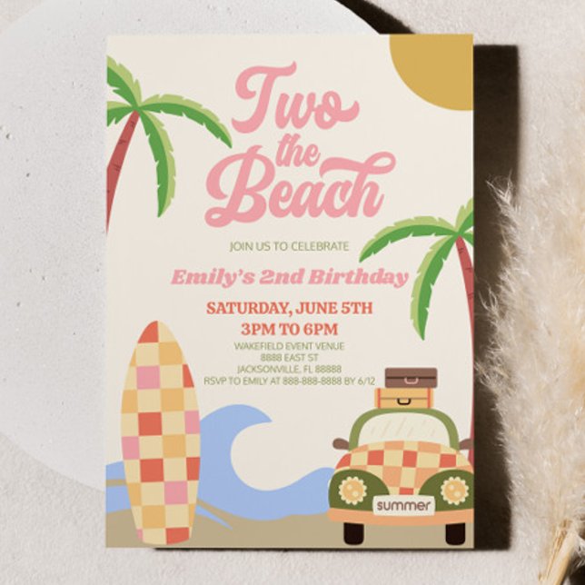 Invitación Dos El Fiesta De Segundo Cumpleaños De Beach Surf  (Subido por el creador)