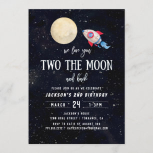 Invitación Dos El Fiesta De Segundo Cumpleaños De La Luna