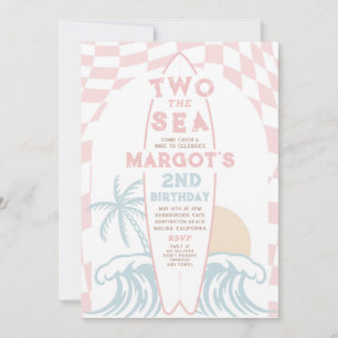 Invitación Dos El Mar Moderno Surf Surfboard Segundo Cumpleañ