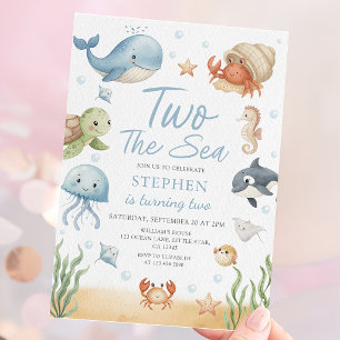 Invitación Dos El Mar Se Vuelve Dos Cumpleaños De Animales Ma