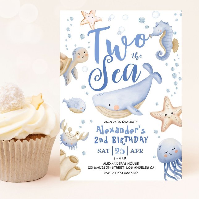 Invitación DOS El Mar Segundo Nacimiento Niño Océano Azul Cut (Subido por el creador)