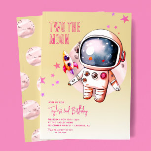 Invitación Dos El Segundo Cumpleaños Amarillo de la Luna