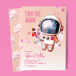 Invitación Dos El Segundo Cumpleaños De La Luna Rosa