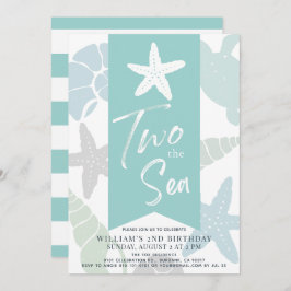 Invitación Dos el segundo cumpleaños de la turquesa Starfish