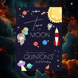 Invitación Dos el tema del espacio lunar segundo Fiesta de cu