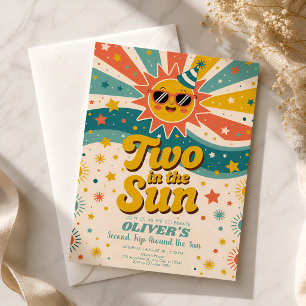 Invitación Dos en el Sol Cumpleaños Feliz 2do Cumpleaños