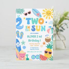 Invitación Dos en el Sol Niño Cumpleaños Tropical 2