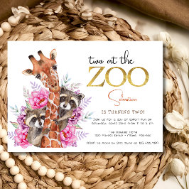 Invitación Dos en el zoo safari animales niños fiesta de cump