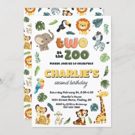 Invitación Dos en la fiesta de cumpleaños de Zoo Animal Safar