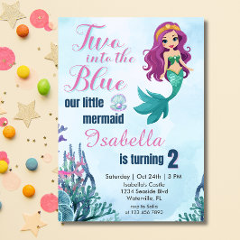 Invitación Dos en los Chicas de la sirena azul Purpl en segun