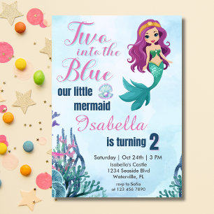 Invitación Dos en los Chicas de la sirena azul Purpl en segun