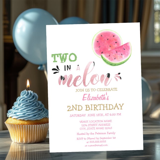 Invitación Dos En Un Melón Cumpleaños 2 Sandías (Subido por el creador)